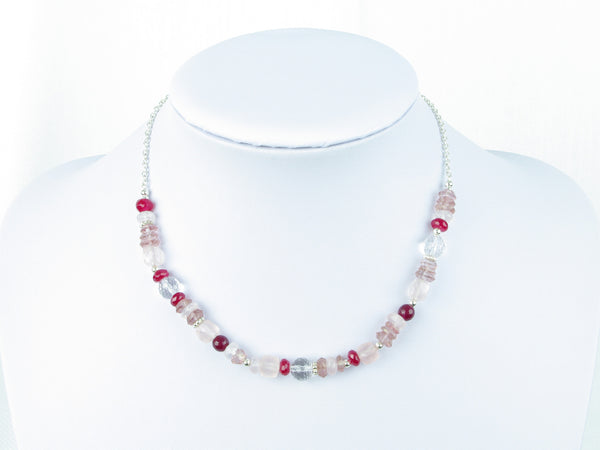 Pretty in Pink Necklace - handmade with Quartz & Sterling Silver
