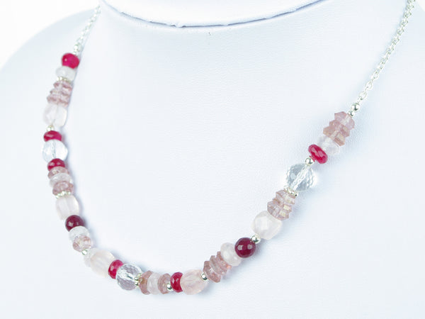 Pretty in Pink Necklace - Quartz and Sterling Silver