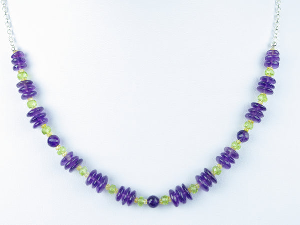 Purple Reigns necklace - Amethyst, Yellow Sapphire, Peridot, Sterling Silver