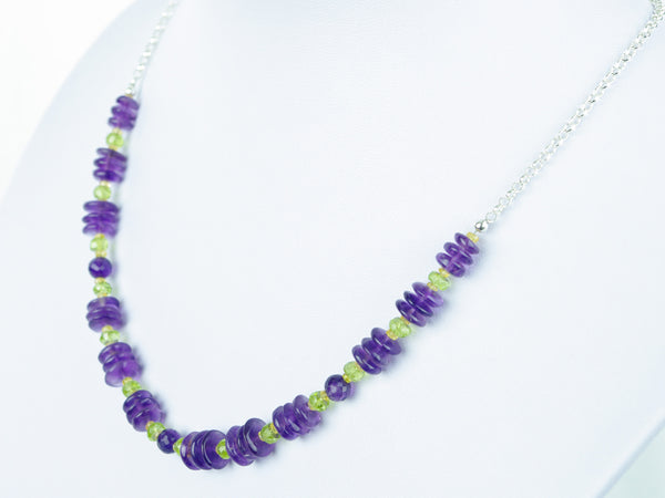 Purple Reigns necklace - Amethyst, Sapphire & Peridot with Sterling Silver