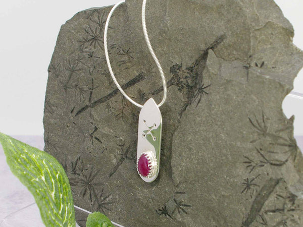 Ruby Runic Sterling Silver Necklace on snake chain