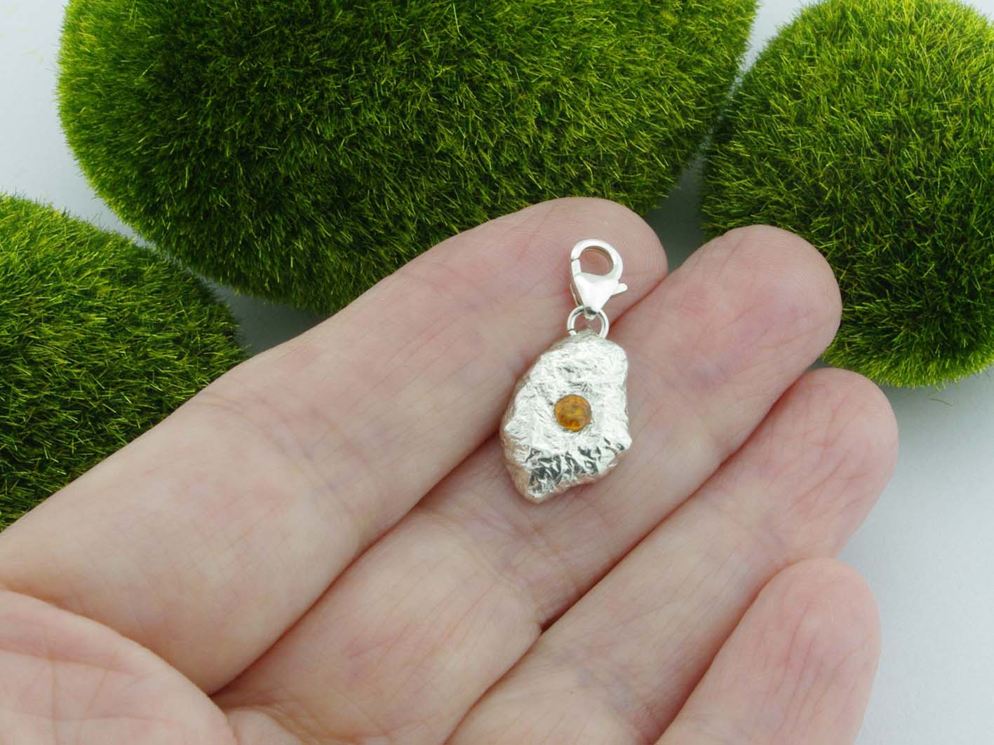 Yellow Sapphire Solid Sterling Silver Precious Pebble Charm