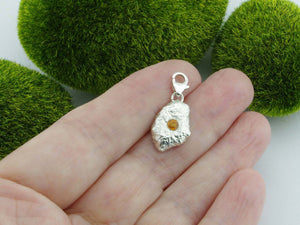Yellow Sapphire Solid Sterling Silver Precious Pebble Charm
