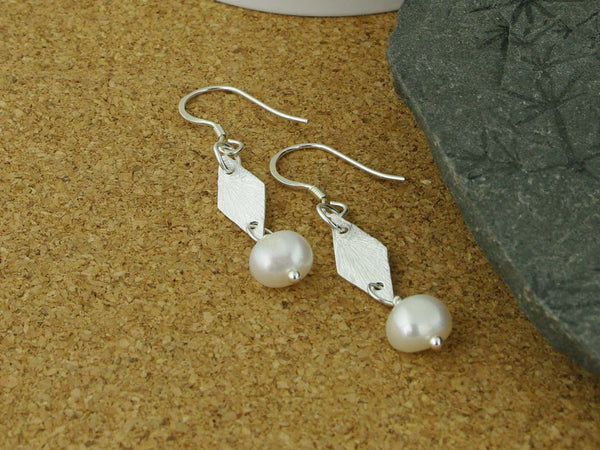 Silver Charm Pearl Earrings - Cultured Pearl & Sterling Silver Earrings from Jewellery by Linda