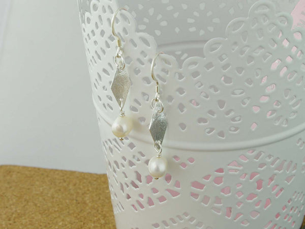 Silver Charm Pearl Earrings - Cultured Pearl Sterling Silver Earrings at Jewellery by Linda