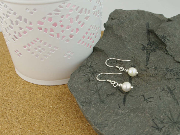 Simply Pearl Earrings - White Cultured Pearl Sterling Silver Earrings from Jewellery by Linda