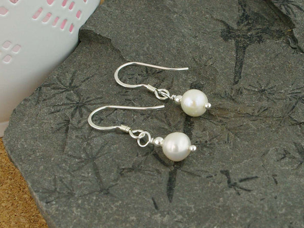 Simply Pearl Earrings - White Cultured Pearl & Sterling Silver Earrings