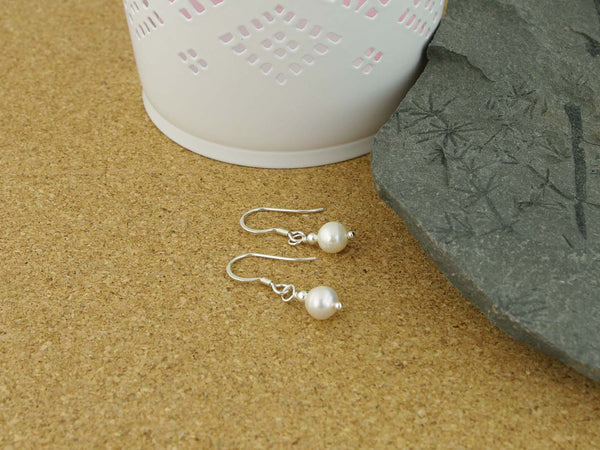 Simply Pearl Earrings - Cultured Pearl Sterling Silver Earrings at Jewellery by Linda