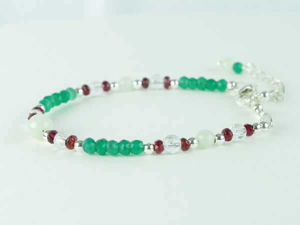 Virtue Bracelet - Jadeite, Red Spinel, Green Onyx with Sterling Silver